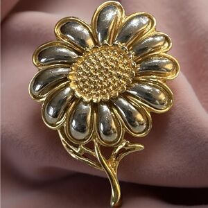Gold Flower Brooch
